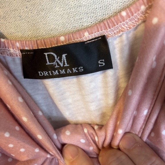 Drimmaks Womens Polka Dot Dress Small Cottagecore Sundress Pink Feminine Flirty - Picture 7 of 9